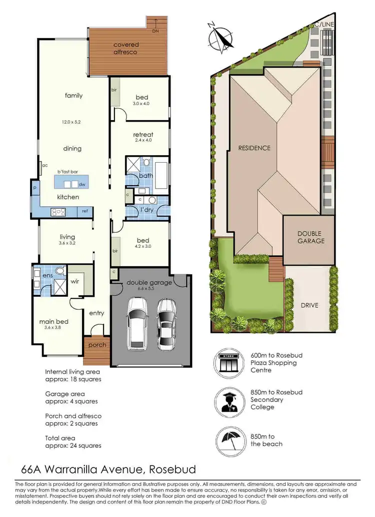 Floorplan of Homely house listing, 66A Warranilla Avenue, Rosebud VIC 3939