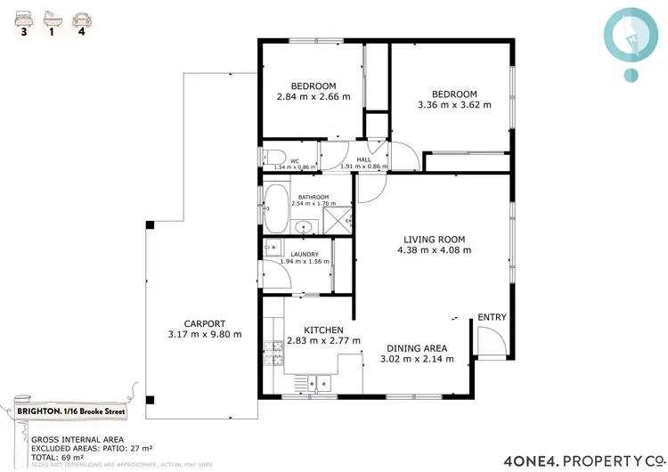 Floorplan of Homely unit listing, 1/16 Brooke Street, Brighton TAS 7030