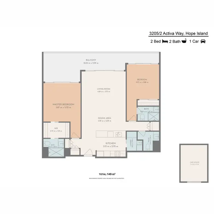 Floorplan of Homely unit listing, 3205/2 Activa Way, Hope Island QLD 4212