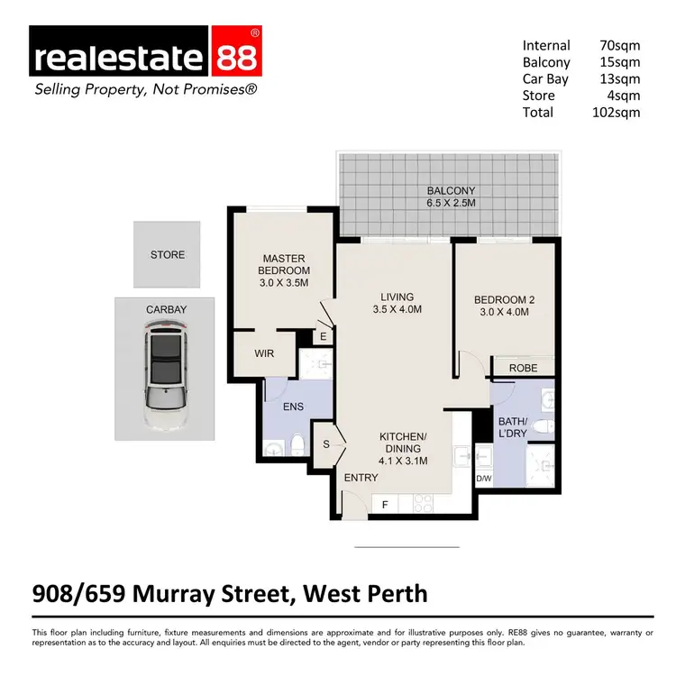 Floorplan of Homely apartment listing, 908/659 Murray Street, West Perth WA 6005