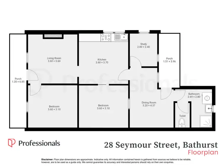 Floorplan of Homely semi-detached listing, 28 Seymour Street, Bathurst NSW 2795