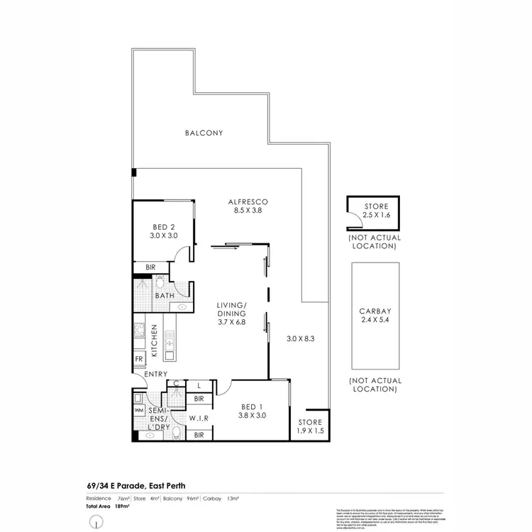 Floorplan of Homely apartment listing, 69/34 East Parade, East Perth WA 6004