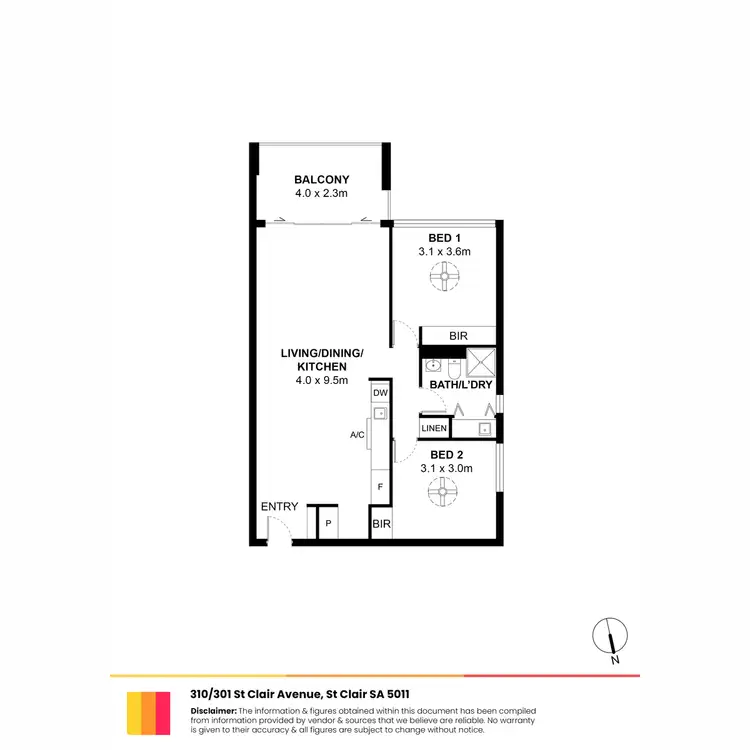 Floorplan of Homely apartment listing, 310/301 St Clair Avenue, St Clair SA 5011