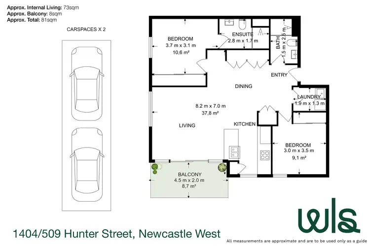 Floorplan of Homely apartment listing, 1404/509 Hunter Street, Newcastle NSW 2300