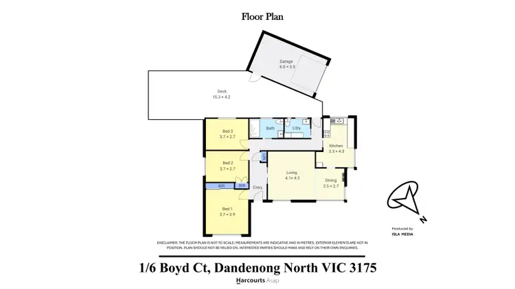 Floorplan of Homely unit listing, 1/6 Boyd Court, Dandenong North VIC 3175