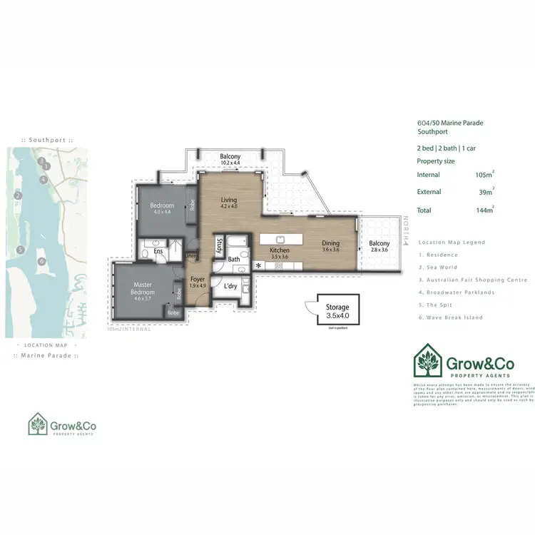 Floorplan of Homely apartment listing, 604/50 Marine Parade, Southport QLD 4215