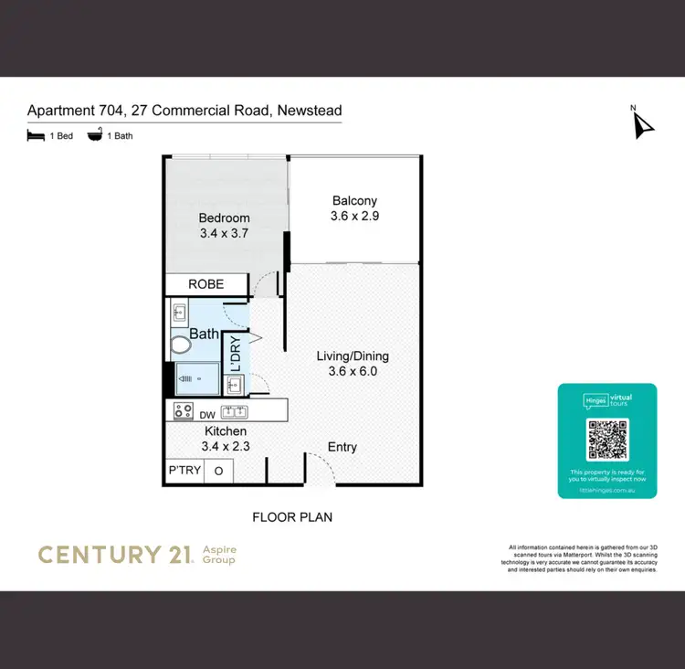 Floorplan of Homely apartment listing, 704/27 Commercial Road, Newstead QLD 4006