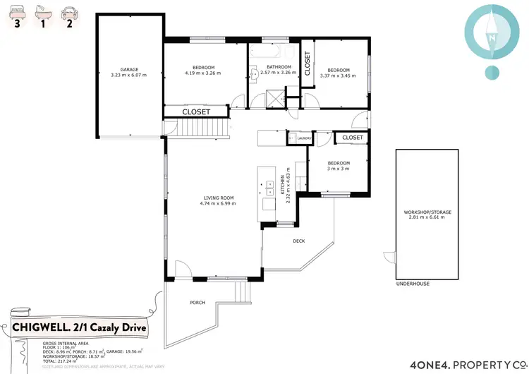 Floorplan of Homely unit listing, 2/1 Cazaly Drive, Chigwell TAS 7011