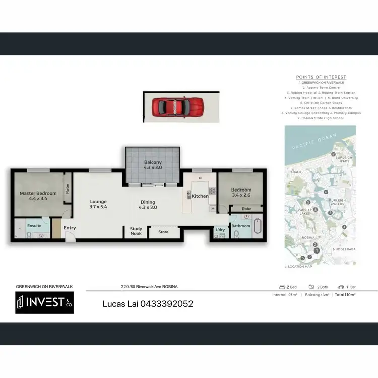 Floorplan of Homely apartment listing, 220/60 Riverwalk Avenue, Robina QLD 4226