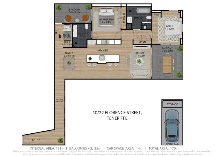 Floorplan of Homely apartment listing, 10/22 Florence Street, Teneriffe QLD 4005