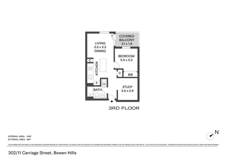 Floorplan of Homely apartment listing, 302/11 Carriage Street, Bowen Hills QLD 4006