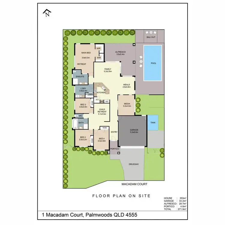 Floorplan of Homely house listing, 1 Macadam Court, Palmwoods QLD 4555
