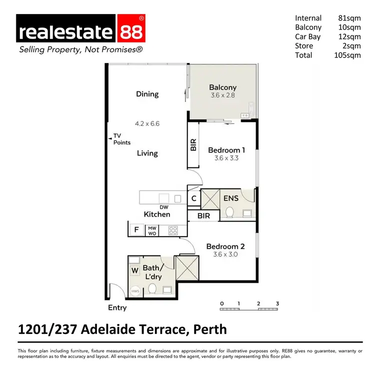 Floorplan of Homely apartment listing, 1201/237 Adelaide Terrace, Perth WA 6000