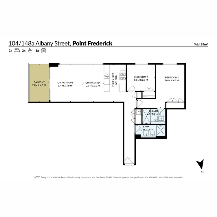 Floorplan of Homely apartment listing, 104/148a Albany Street, Point Frederick NSW 2250