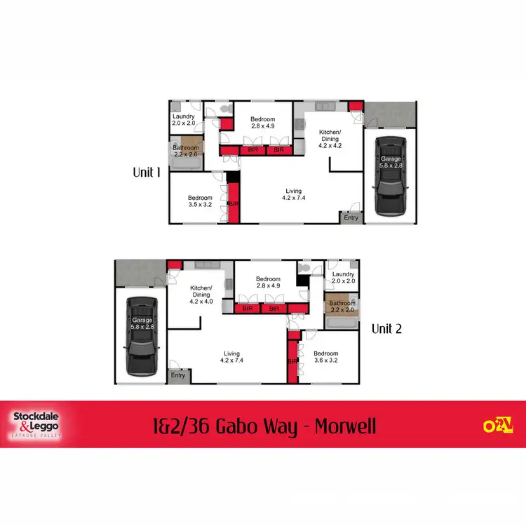 Floorplan of Homely unit listing, 1&2/36 Gabo Way, Morwell VIC 3840