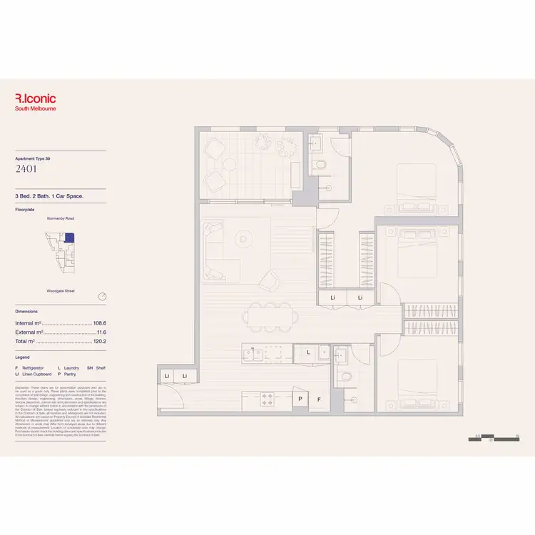 Floorplan of Homely apartment listing, 2401/259 Normanby Road, South Melbourne VIC 3205