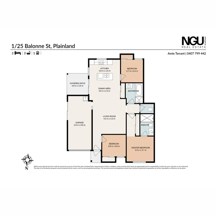 Floorplan of Homely semi-detached listing, 1/25 Balonne Street, Plainland QLD 4341