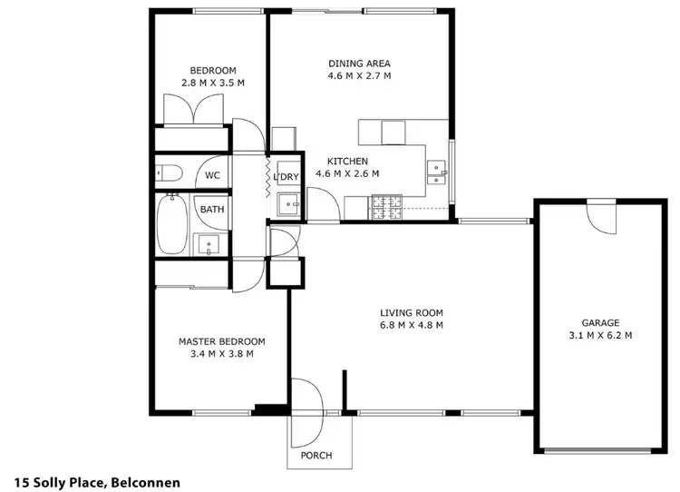 Floorplan of Homely townhouse listing, 15 Solly Place, Belconnen ACT 2617