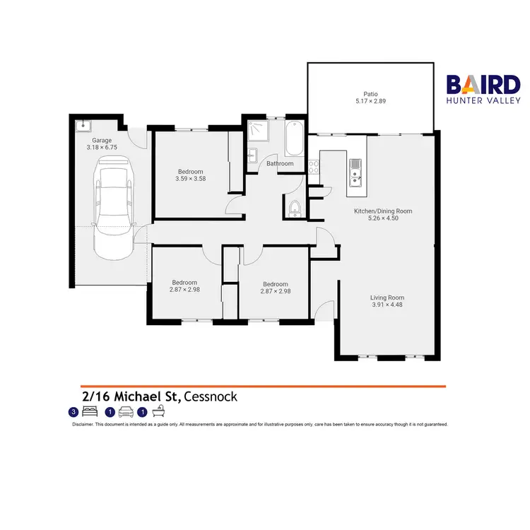 Floorplan of Homely semi-detached listing, 2/16 Michael Street, Cessnock NSW 2325