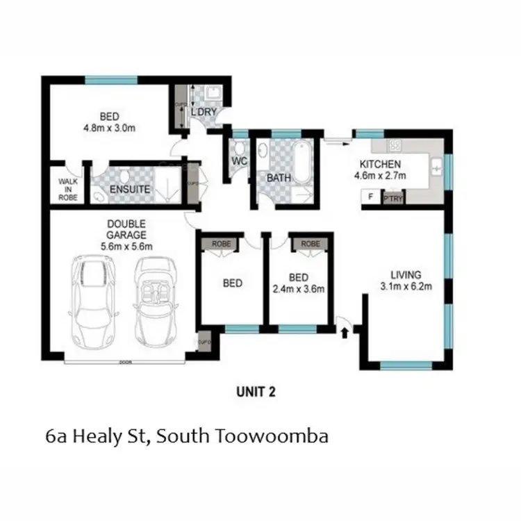 Floorplan of Homely semi-detached listing, 2/6a Healy Street, South Toowoomba QLD 4350