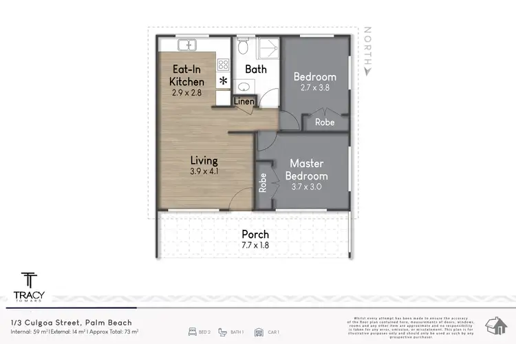Floorplan of Homely unit listing, 1/3 Culgoa Street, Palm Beach QLD 4221