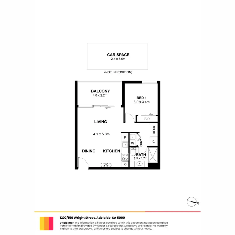 Floorplan of Homely apartment listing, 1202/156 Wright Street, Adelaide SA 5000