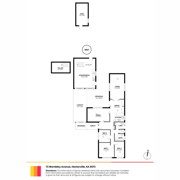 Floorplan of Homely house listing, 73 Wembley Avenue, Hectorville SA 5073