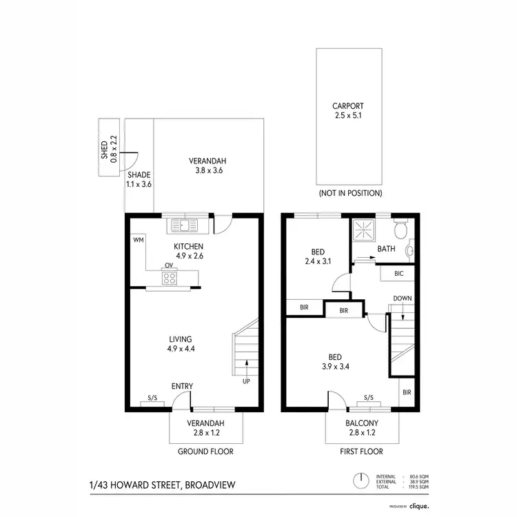 Floorplan of Homely house listing, 1/43 Howard Street, Broadview SA 5083