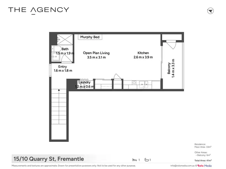 Floorplan of Homely apartment listing, 15/10 Quarry Street, Fremantle WA 6160