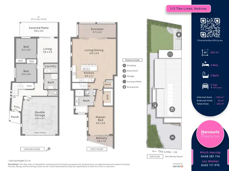 Floorplan of Homely semi-detached listing, 1/3 The Links, Robina QLD 4226