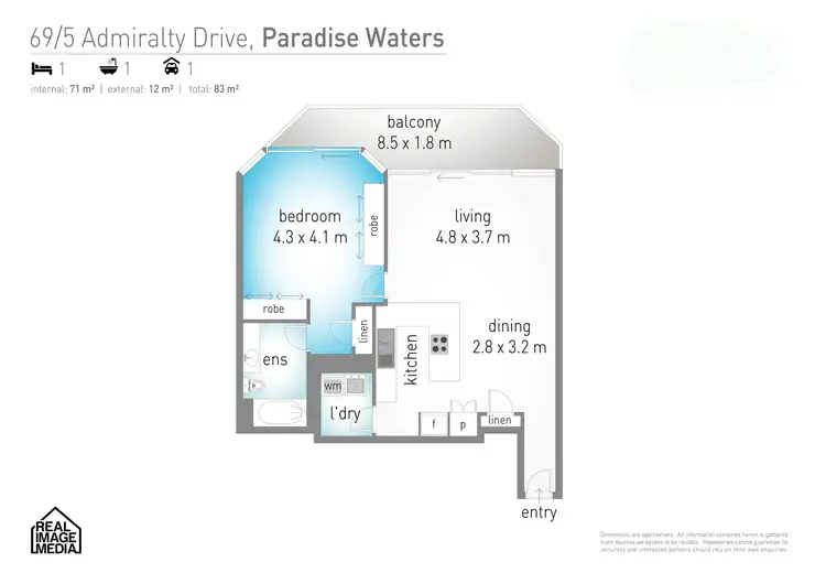 Floorplan of Homely apartment listing, 69/5 Admiralty Drive, Paradise Waters QLD 4217