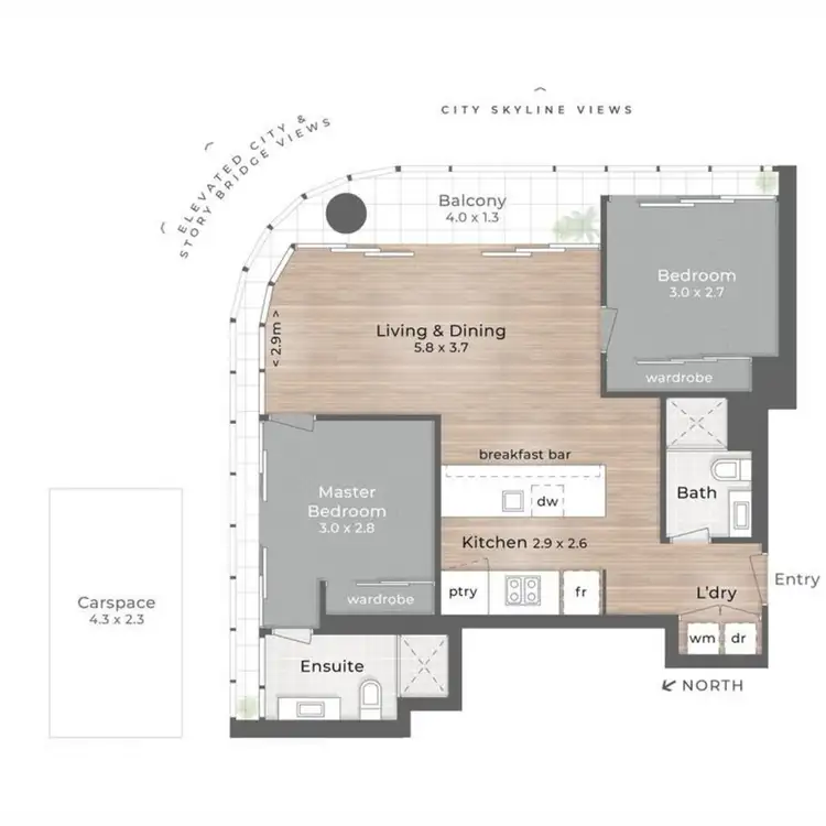 Floorplan of Homely apartment listing, 802/167 Alfred Street, Fortitude Valley QLD 4006