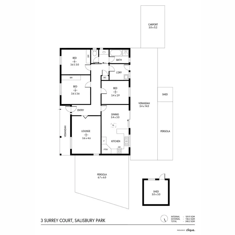 Floorplan of Homely house listing, 3 Surrey Court, Salisbury Park SA 5109