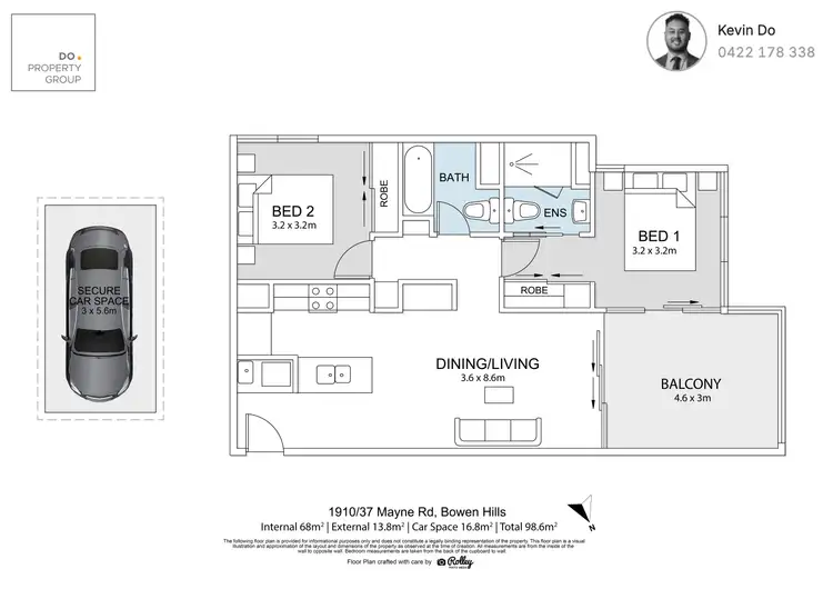 Floorplan of Homely unit listing, 1910/37 Mayne Road, Bowen Hills QLD 4006