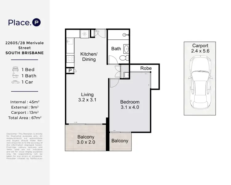 Floorplan of Homely unit listing, 22605/28 Merivale Street, South Brisbane QLD 4101