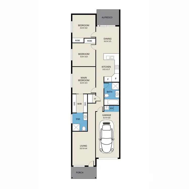 Floorplan of Homely semi-detached listing, 2/66 Malachite Street, Chisholm NSW 2322