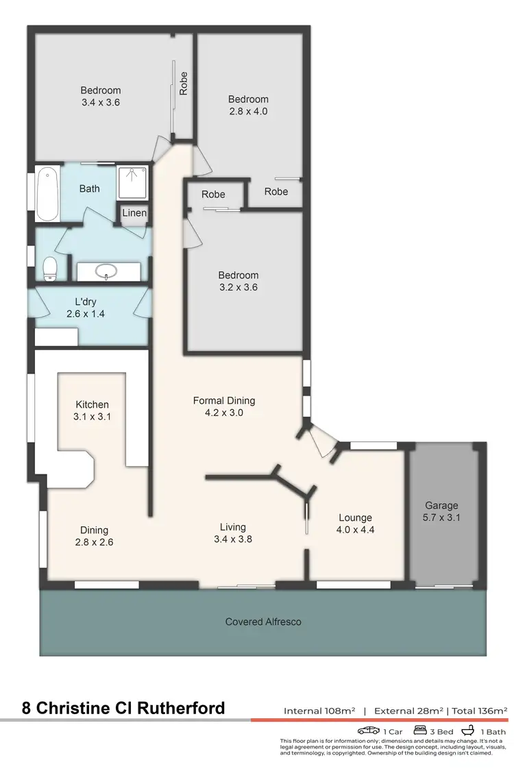 Floorplan of Homely house listing, 8 Christine Close, Rutherford NSW 2320