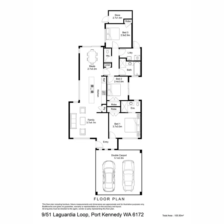 Floorplan of Homely unit listing, 9/51 Laguardia Loop, Port Kennedy WA 6172