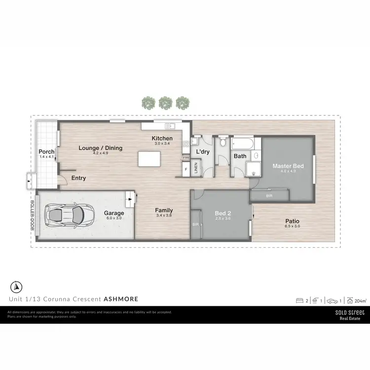 Floorplan of Homely semi-detached listing, 1/13 Corunna Crescent, Ashmore QLD 4214