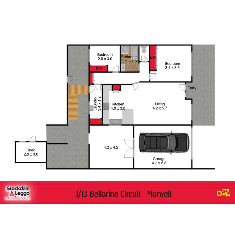 Floorplan of Homely unit listing, 1/13 Bellarine Circuit, Morwell VIC 3840