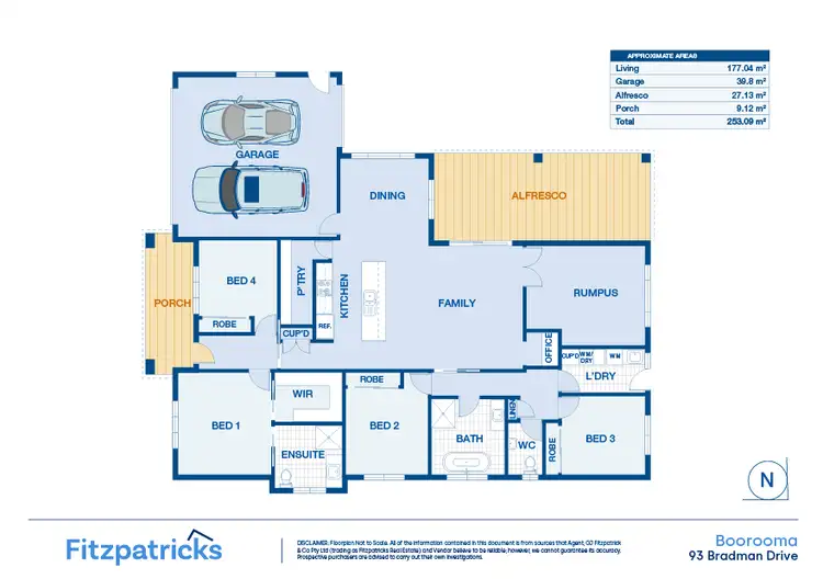 Floorplan of Homely house listing, 93 Bradman Drive, Boorooma NSW 2650