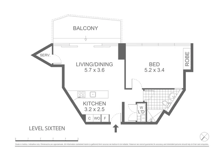 Floorplan of Homely apartment listing, 16F/82-94 Darlinghurst Road, Potts Point NSW 2011