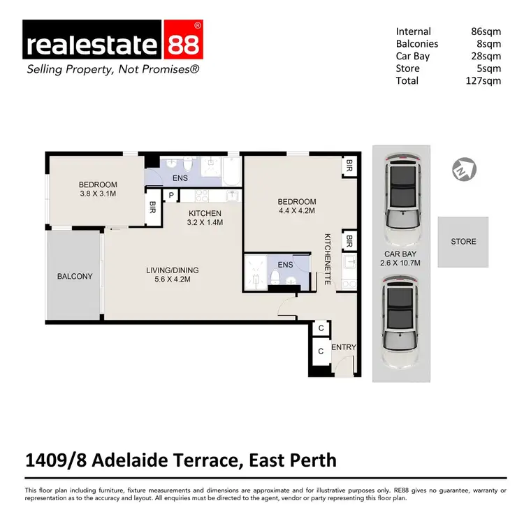 Floorplan of Homely apartment listing, 1409/8 Adelaide Terrace, East Perth WA 6004