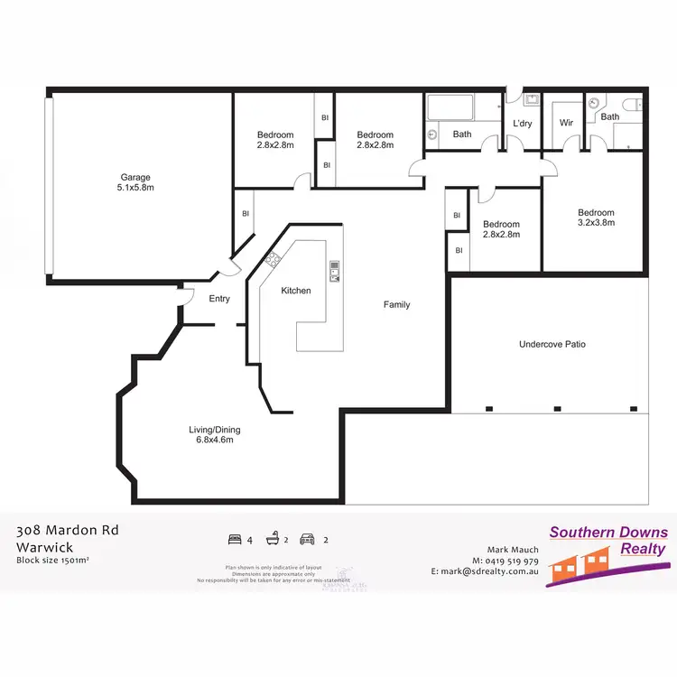 Floorplan of Homely house listing, 308 Bracker Road, Warwick QLD 4370