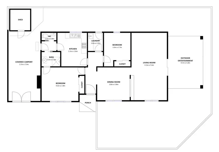 Floorplan of Homely townhouse listing, 1/227 Lawrence Street, Wodonga VIC 3690