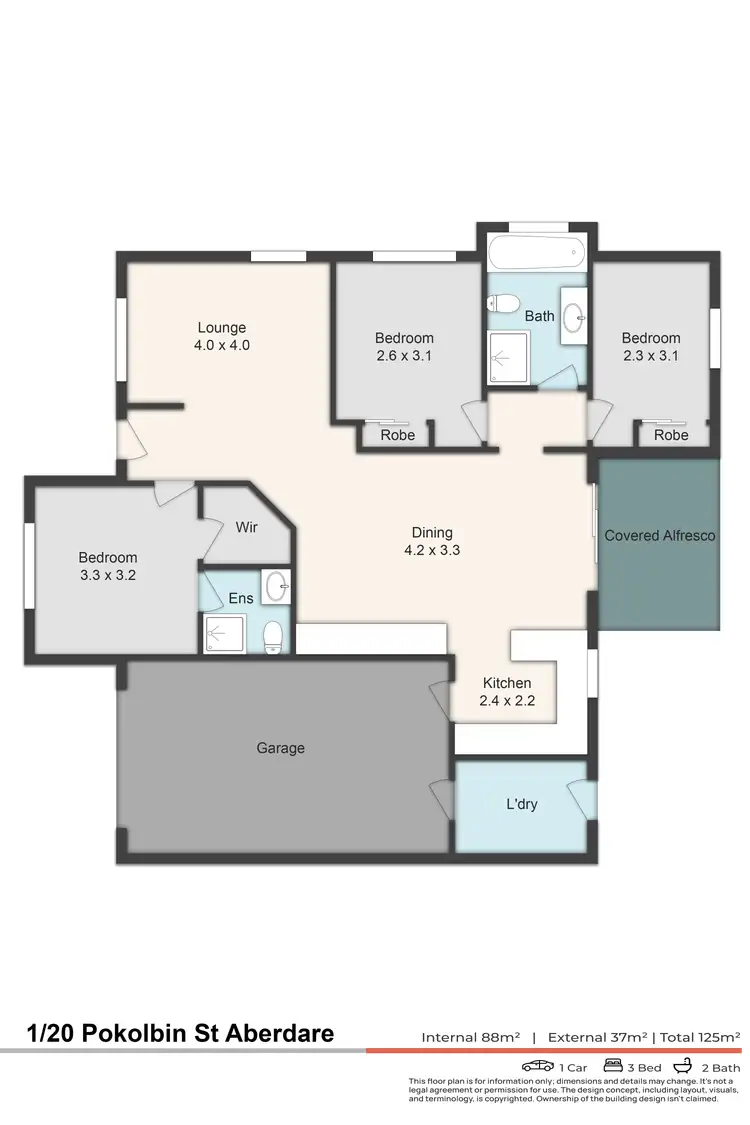 Floorplan of Homely unit listing, 1/20 Pokolbin Street, Aberdare NSW 2325
