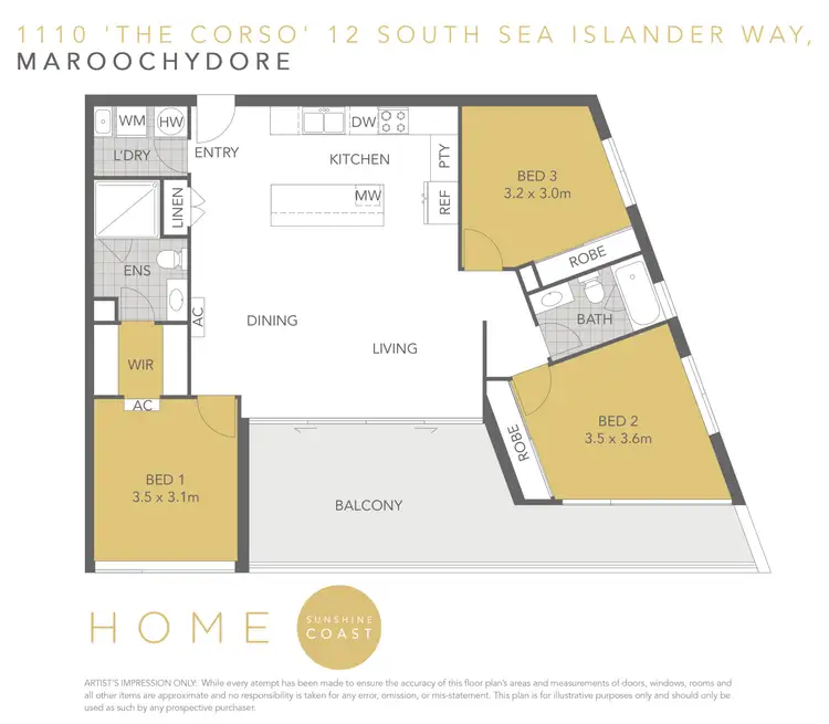 Floorplan of Homely unit listing, 1110/12 South Sea Islander Way, Maroochydore QLD 4558