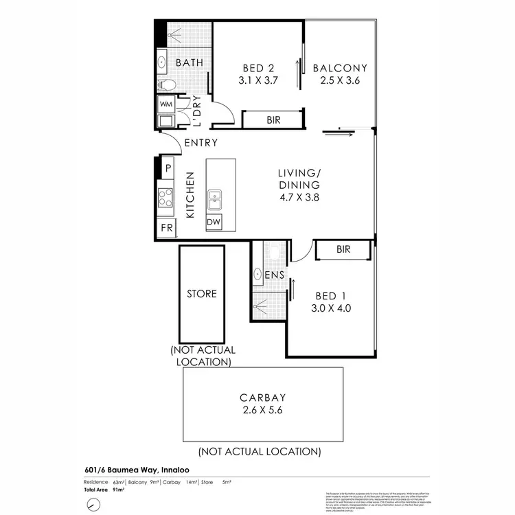 Floorplan of Homely apartment listing, 601/6 Baumea Way, Innaloo WA 6018