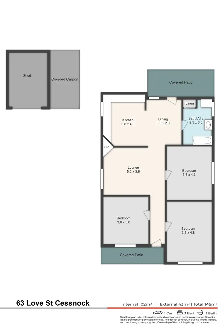 Floorplan of Homely house listing, 63 Love Street, Cessnock NSW 2325