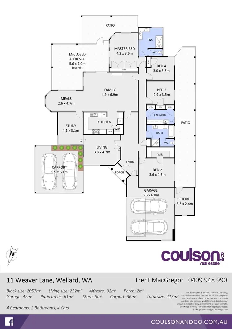 Floorplan of Homely house listing, 11 Weaver Lane, Wellard WA 6170